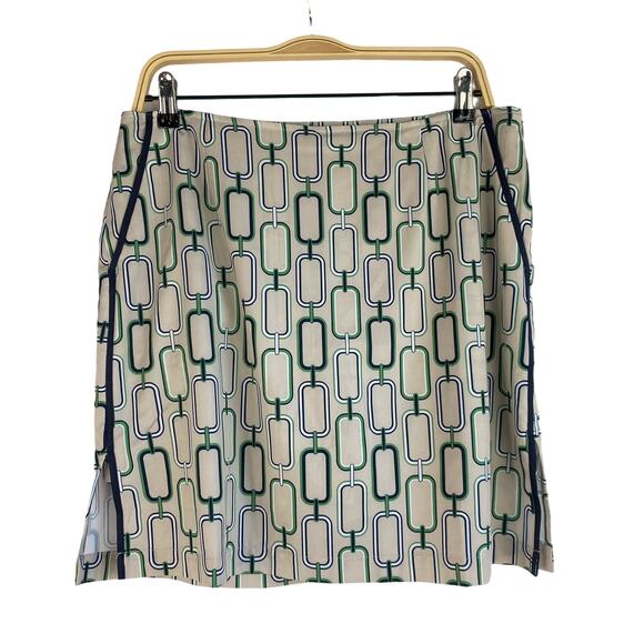 Golftini Let Go Retro Golf Skort Mini Skirt Women 8 Green Geometric Pickleball - Picture 1 of 10